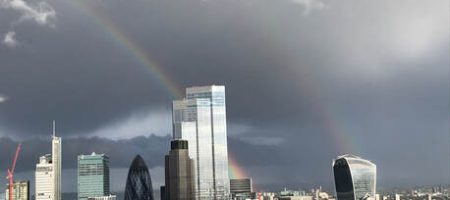 Double rainbows of hope over the City of London